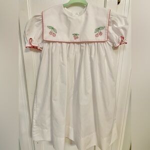 White Dress with Cherry Embroidery
